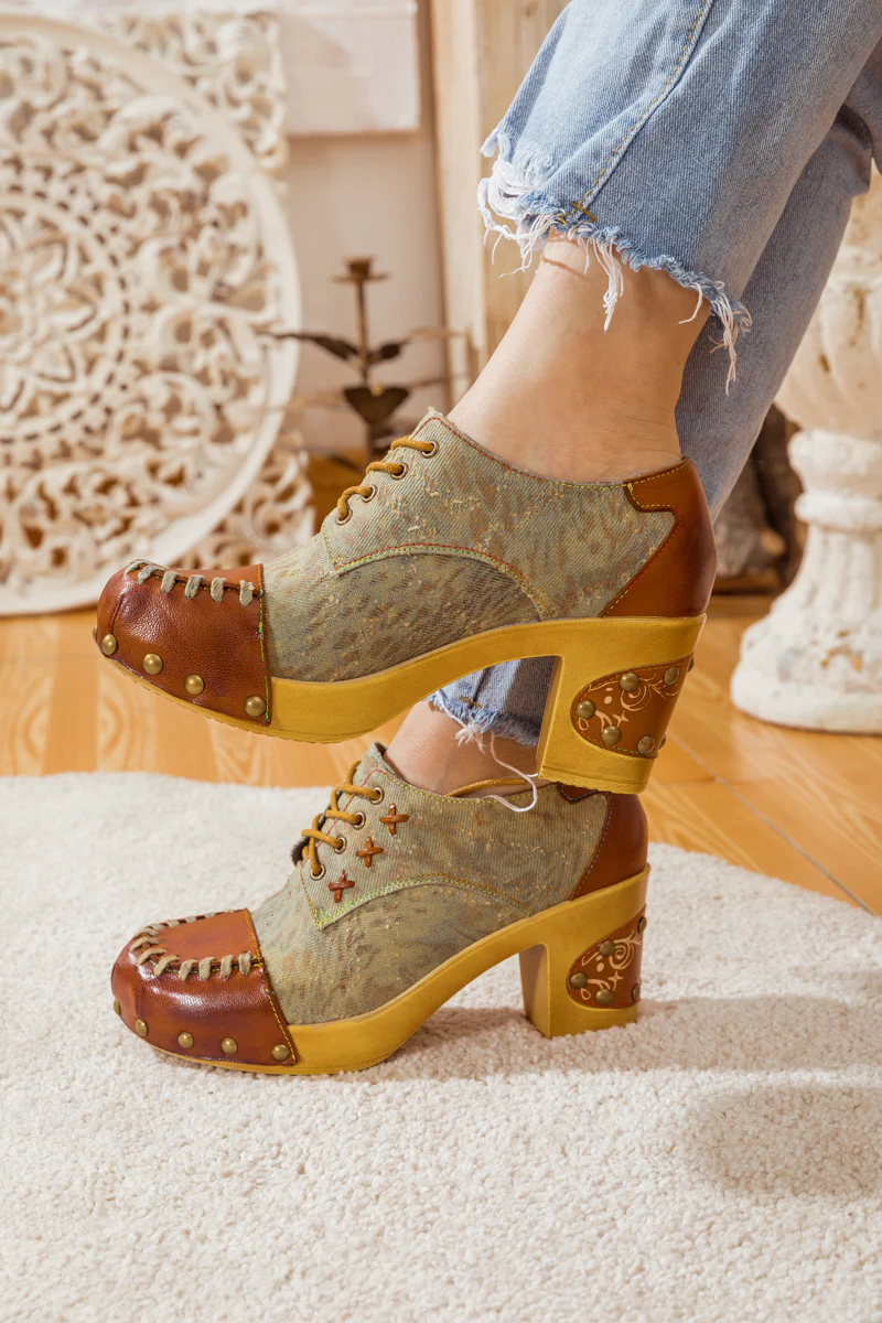 SOFFIA | WHIP-STITCH LEATHER CANVAS PUMP - Image 6