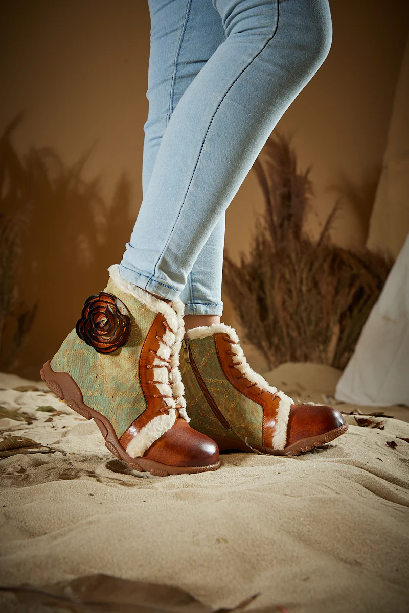 Soffia | Wildrose Shearling Leather Combat Boots - Image 2