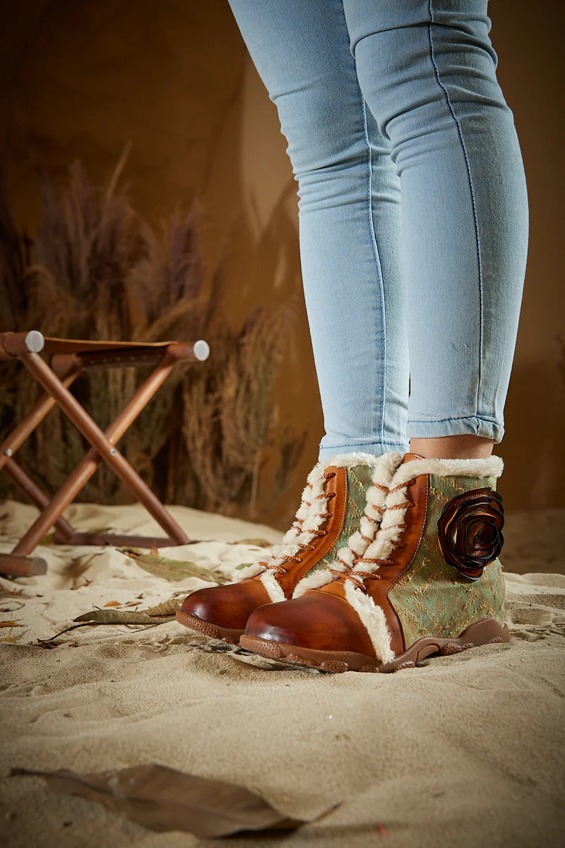 Soffia | Wildrose Shearling Leather Combat Boots - Image 3