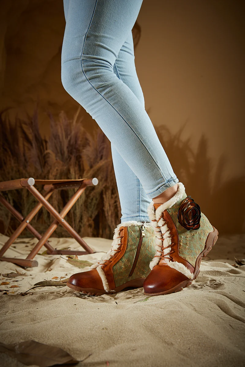 Soffia | Wildrose Shearling Leather Combat Boots - Image 4