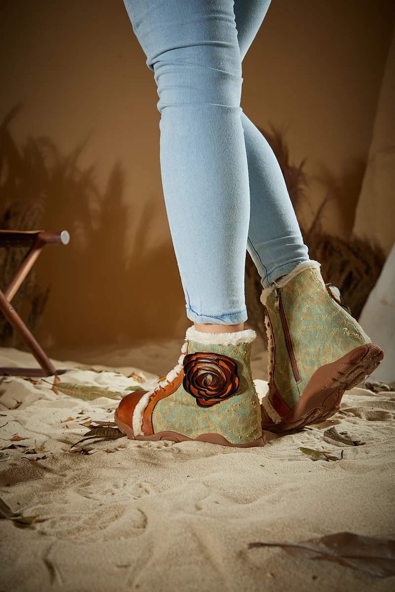 Soffia | Wildrose Shearling Leather Combat Boots - Image 5