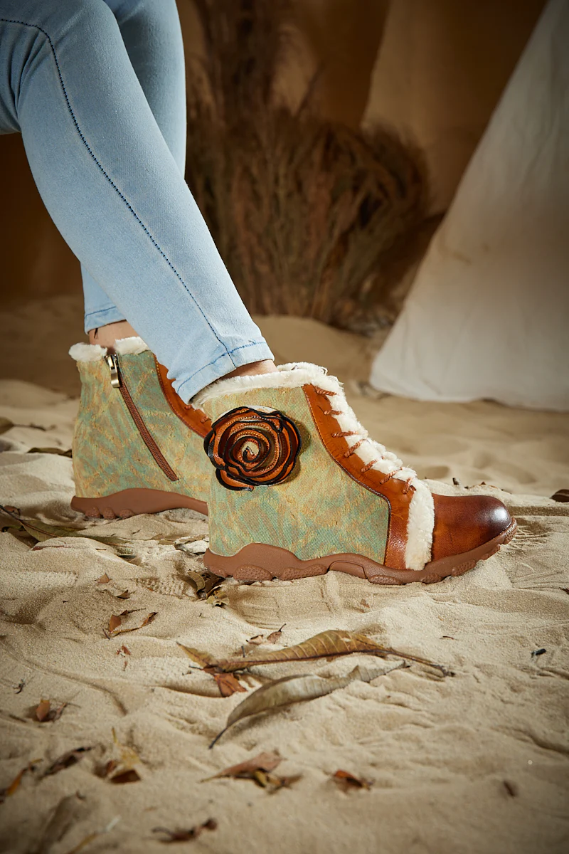 Soffia | Wildrose Shearling Leather Combat Boots - Image 7