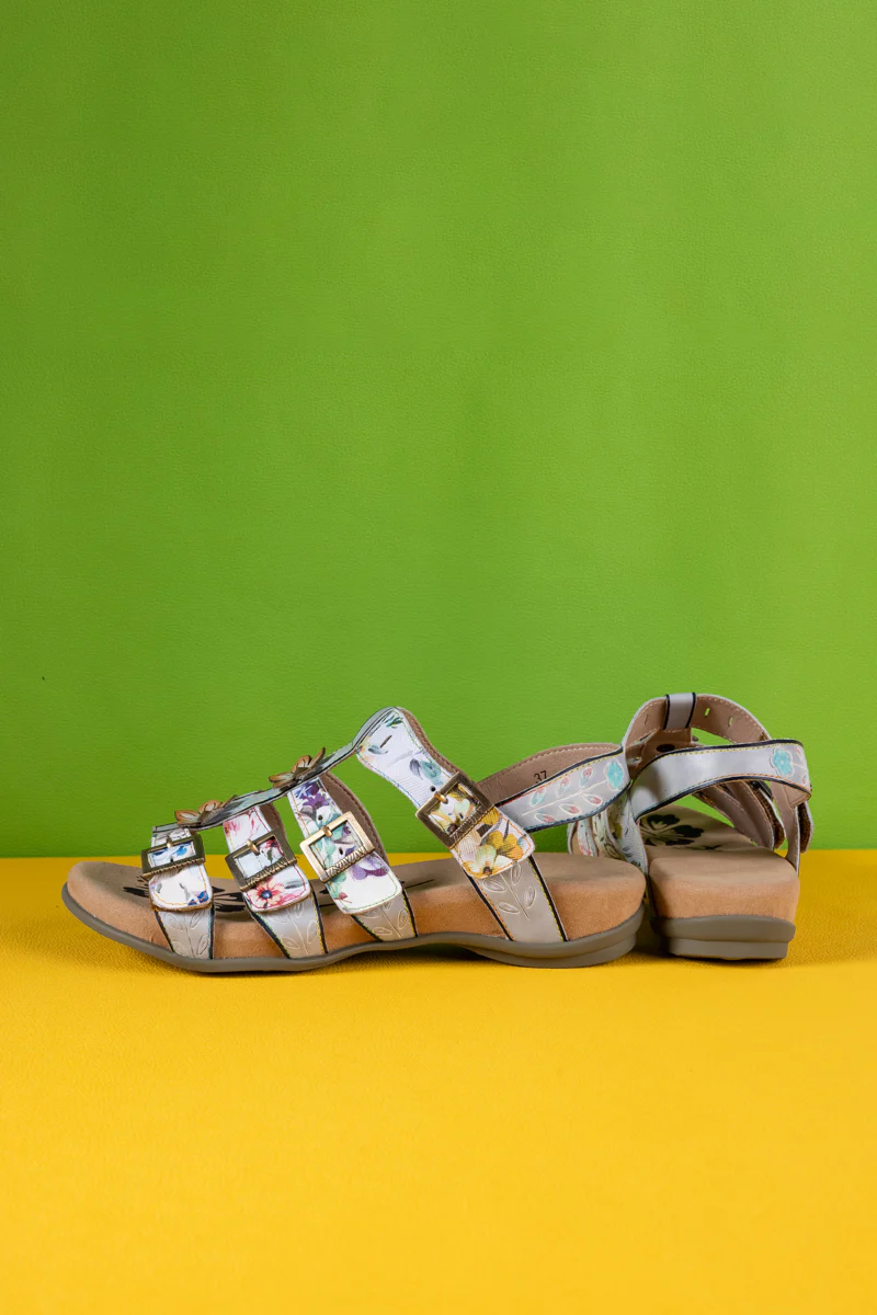 Soffia | Willa Floral Footbed Leather Strappy Sandal - Image 12
