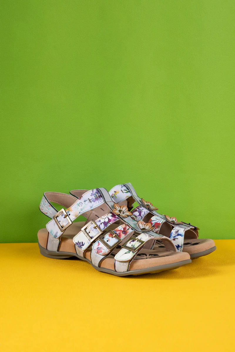 Soffia | Willa Floral Footbed Leather Strappy Sandal - Image 9