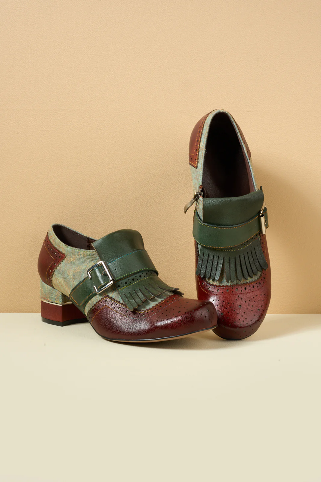 Soffia | Willah Jacquard Tassel Leather Oxford Brogues - Image 8