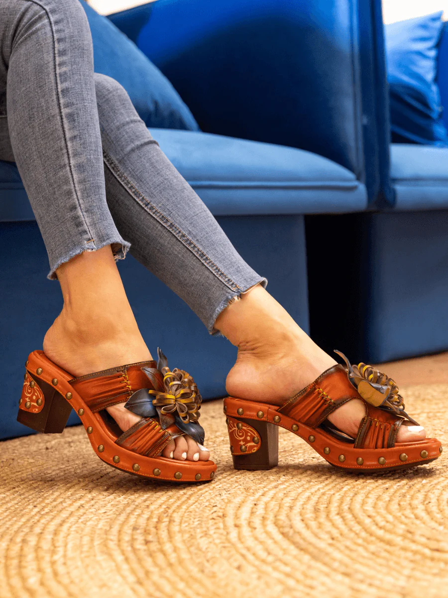 SOFFIA | WISH UPON A DREAM STUDDED FLORAL LEATHER MULE - Image 2