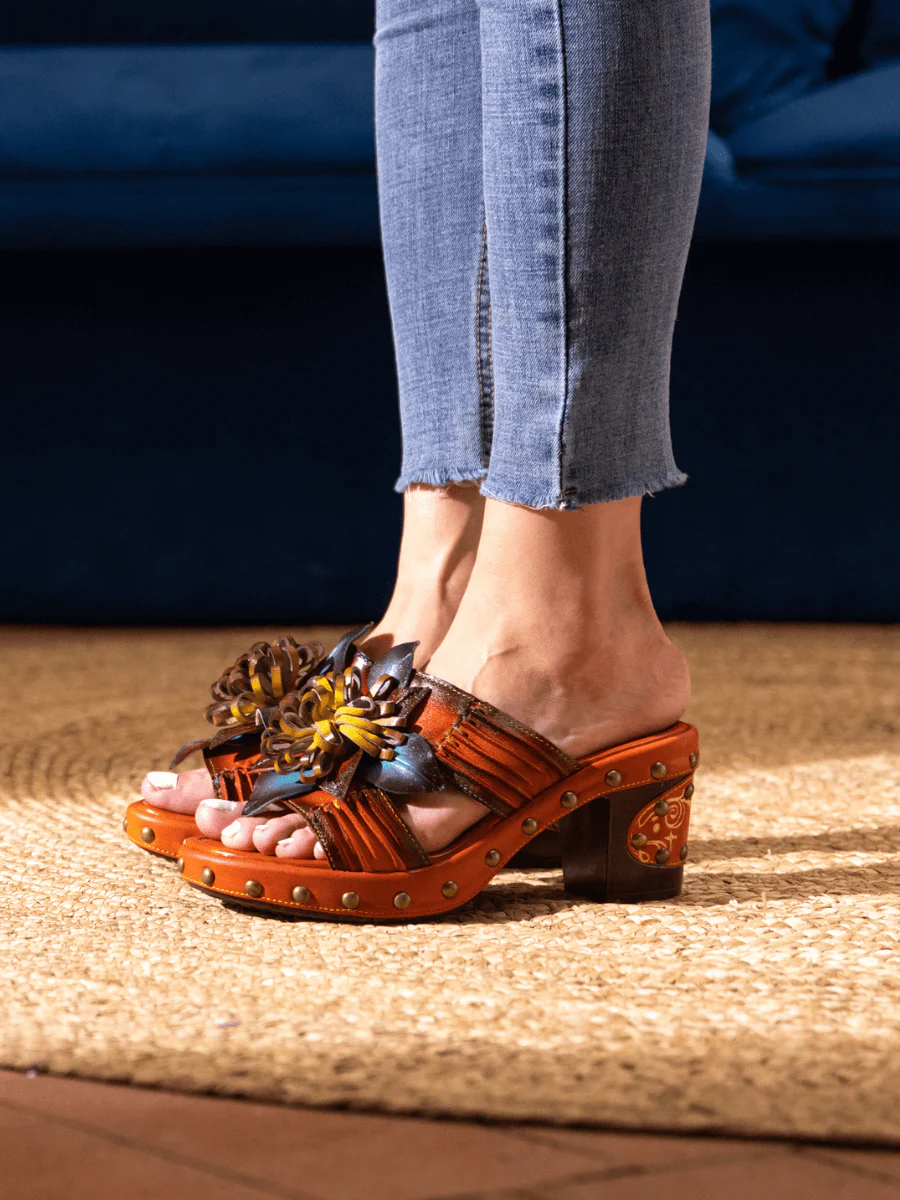 SOFFIA | WISH UPON A DREAM STUDDED FLORAL LEATHER MULE - Image 5