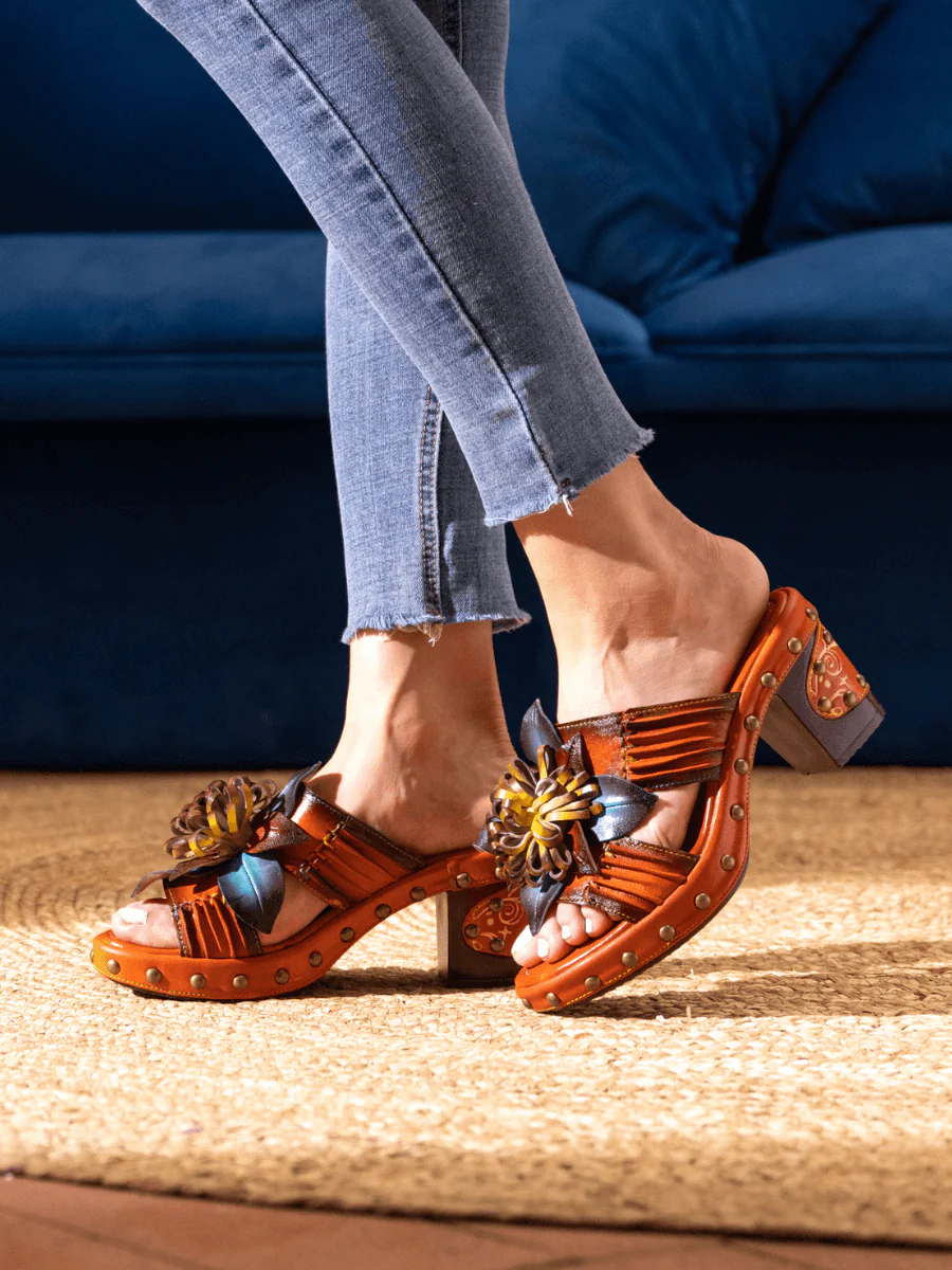 SOFFIA | WISH UPON A DREAM STUDDED FLORAL LEATHER MULE - Image 6