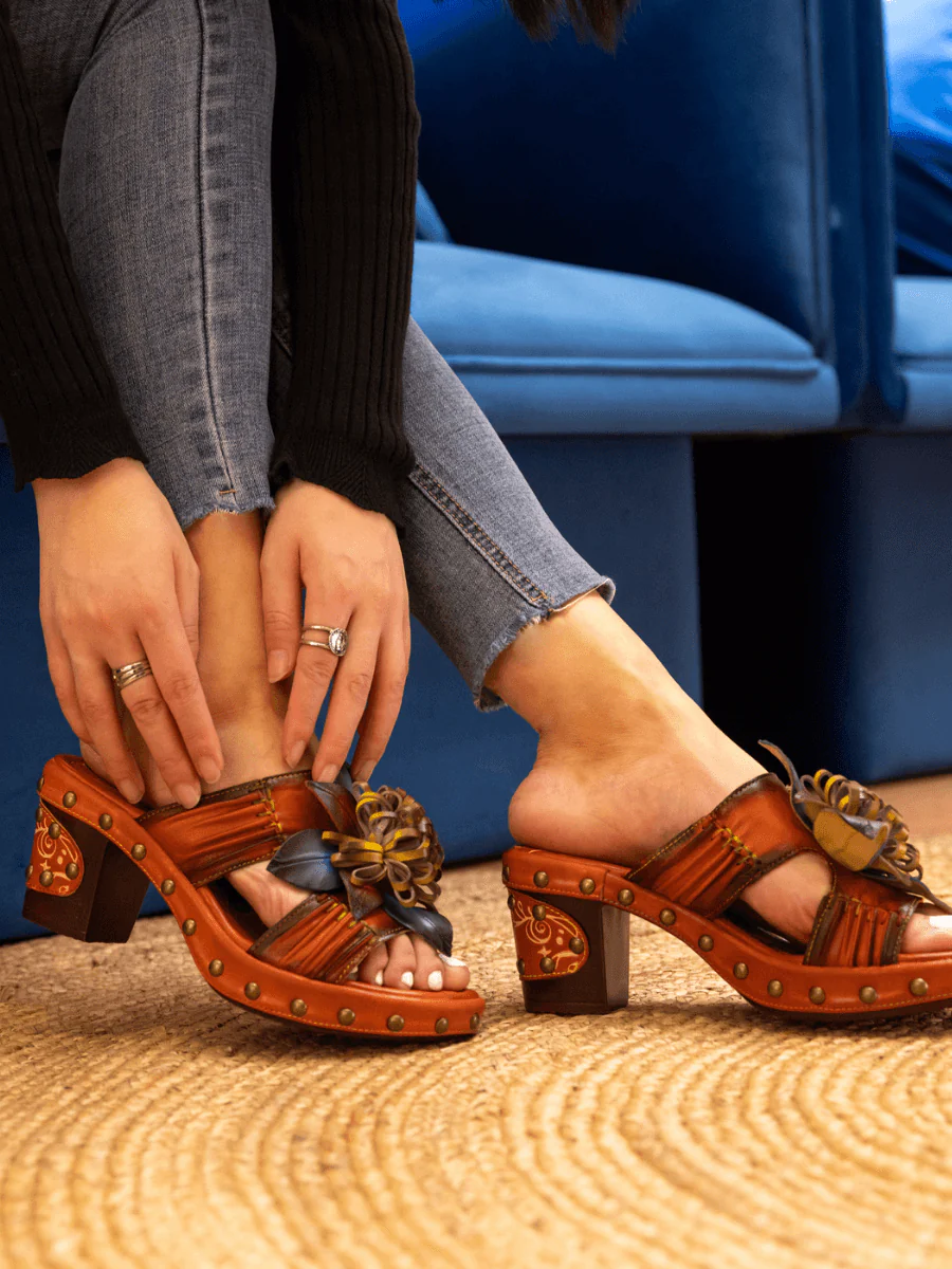 SOFFIA | WISH UPON A DREAM STUDDED FLORAL LEATHER MULE - Image 9