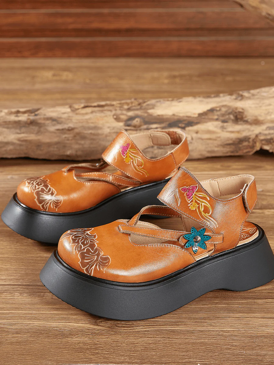 SOFFIA | YELLOW CUT-PUT STRAP LEATHER SANDAL - Image 3