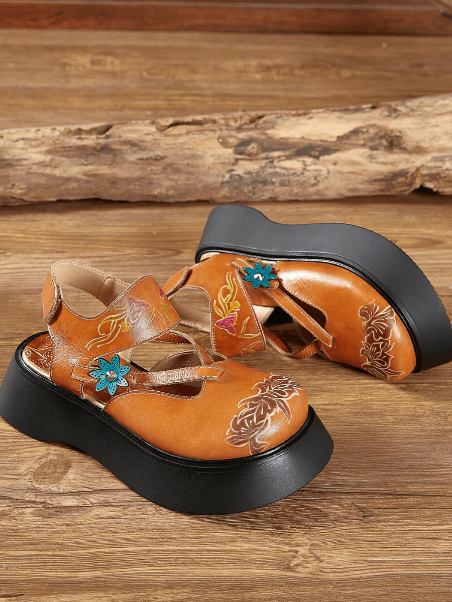 SOFFIA | YELLOW CUT-PUT STRAP LEATHER SANDAL - Image 5