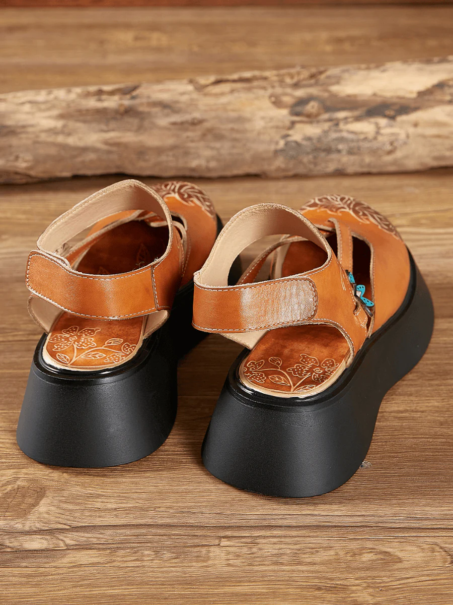 SOFFIA | YELLOW CUT-PUT STRAP LEATHER SANDAL - Image 6