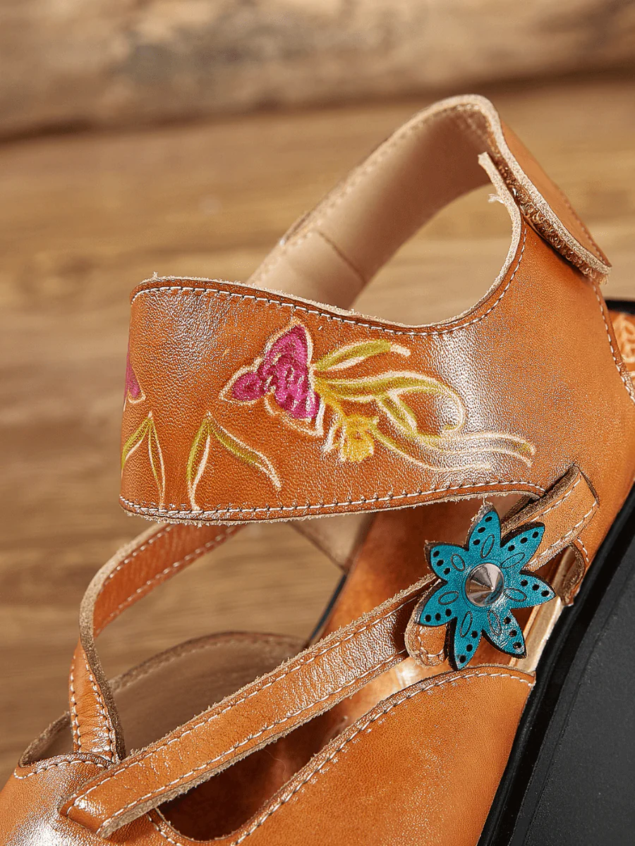 SOFFIA | YELLOW CUT-PUT STRAP LEATHER SANDAL - Image 7