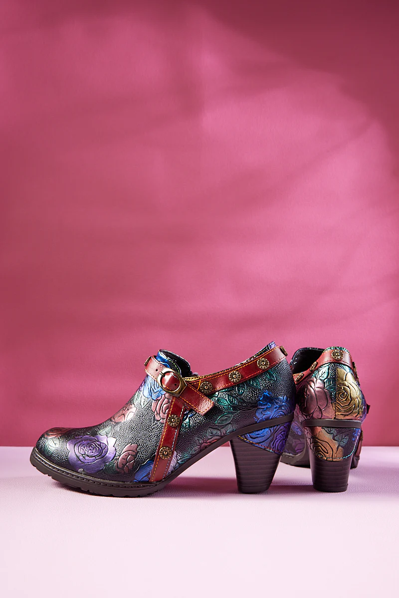 Soffia | Zandra Rose Embossed Leather Bootie - Image 10