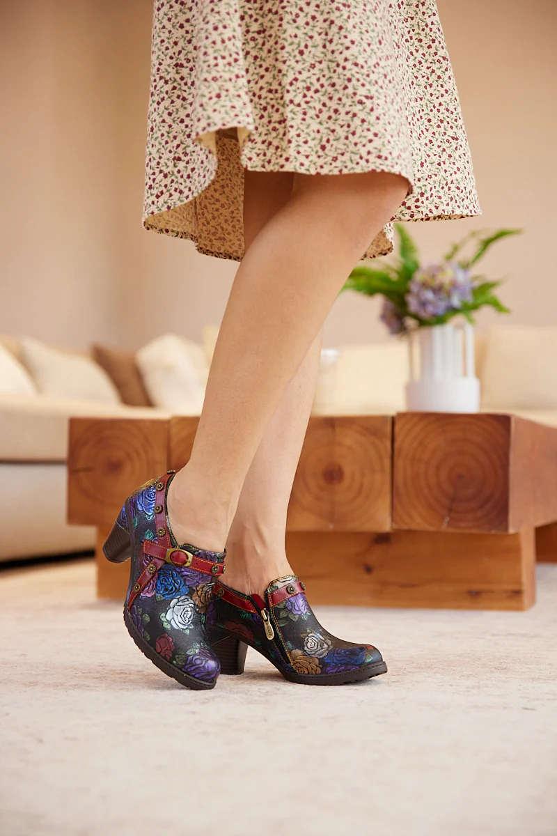 Soffia | Zandra Rose Embossed Leather Bootie - Image 3
