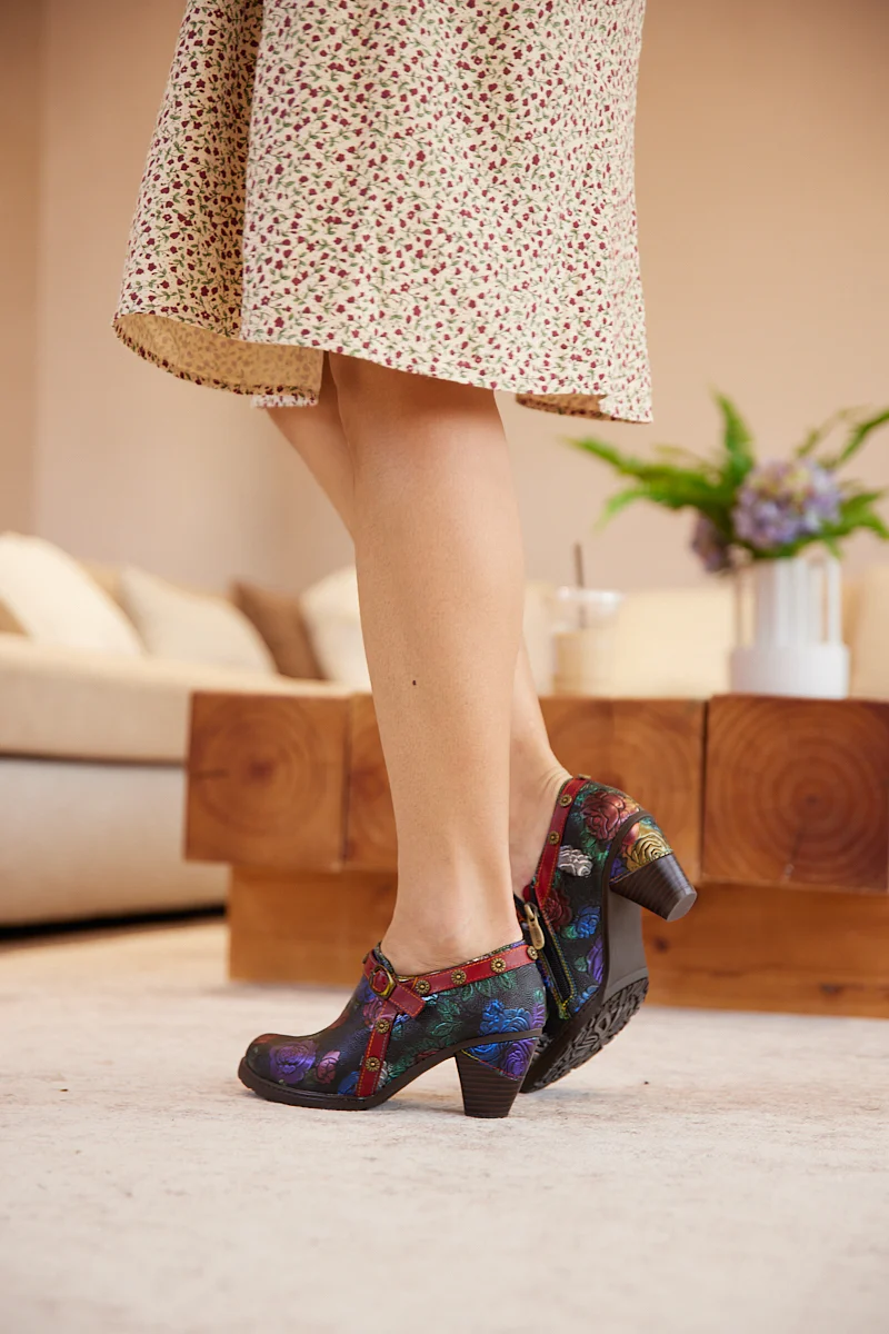Soffia | Zandra Rose Embossed Leather Bootie - Image 4