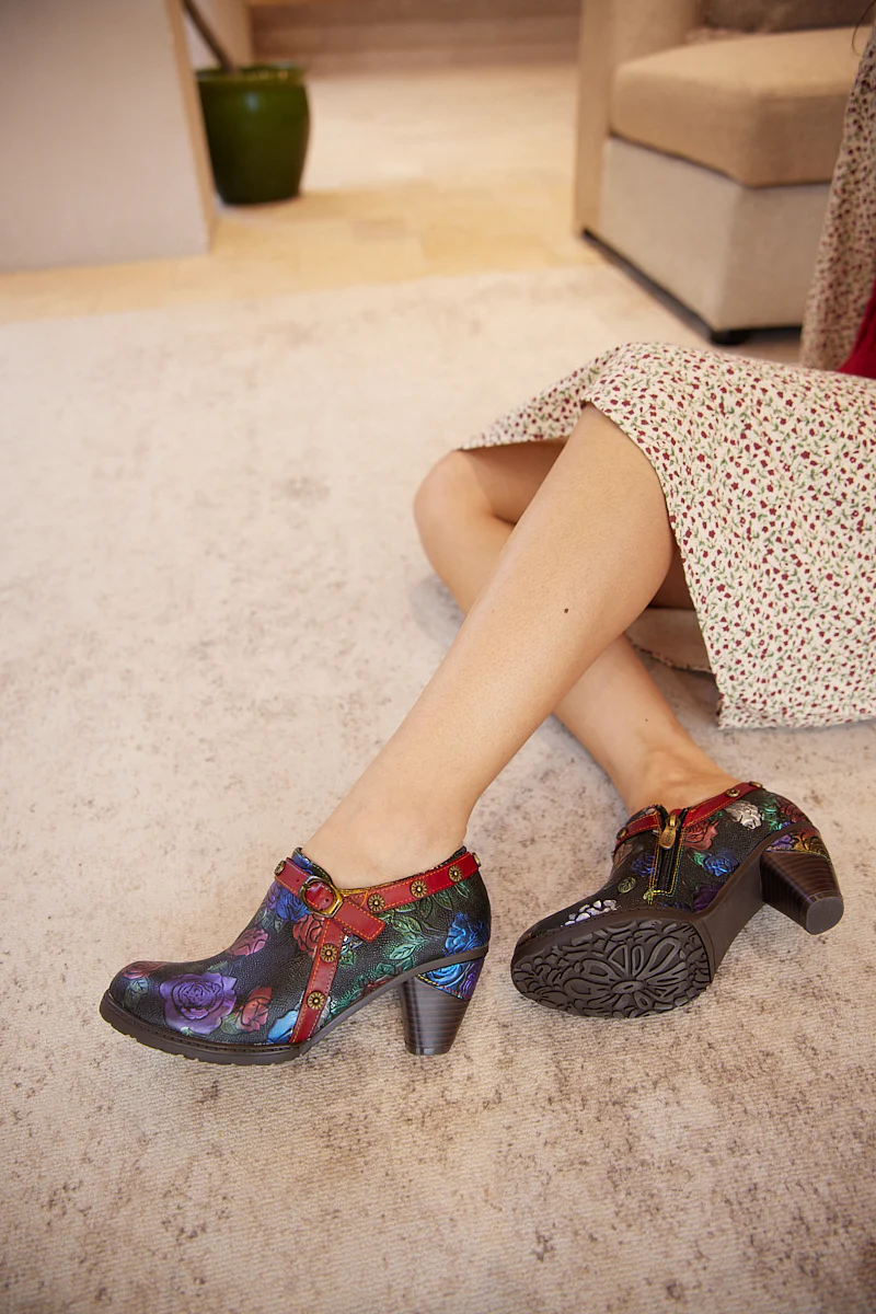 Soffia | Zandra Rose Embossed Leather Bootie - Image 5