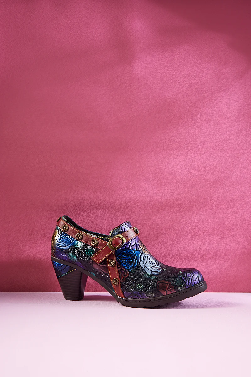 Soffia | Zandra Rose Embossed Leather Bootie - Image 9