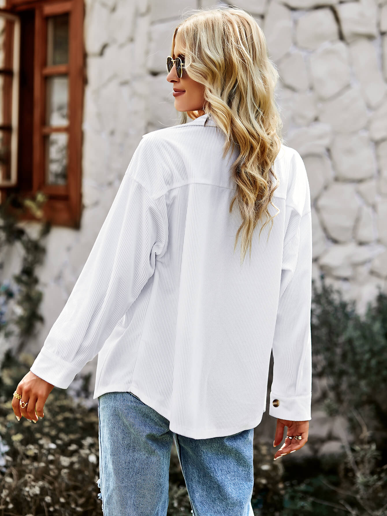 SOFIA COTTON BLEND FRENCH SHACKET - WHITE - Image 3