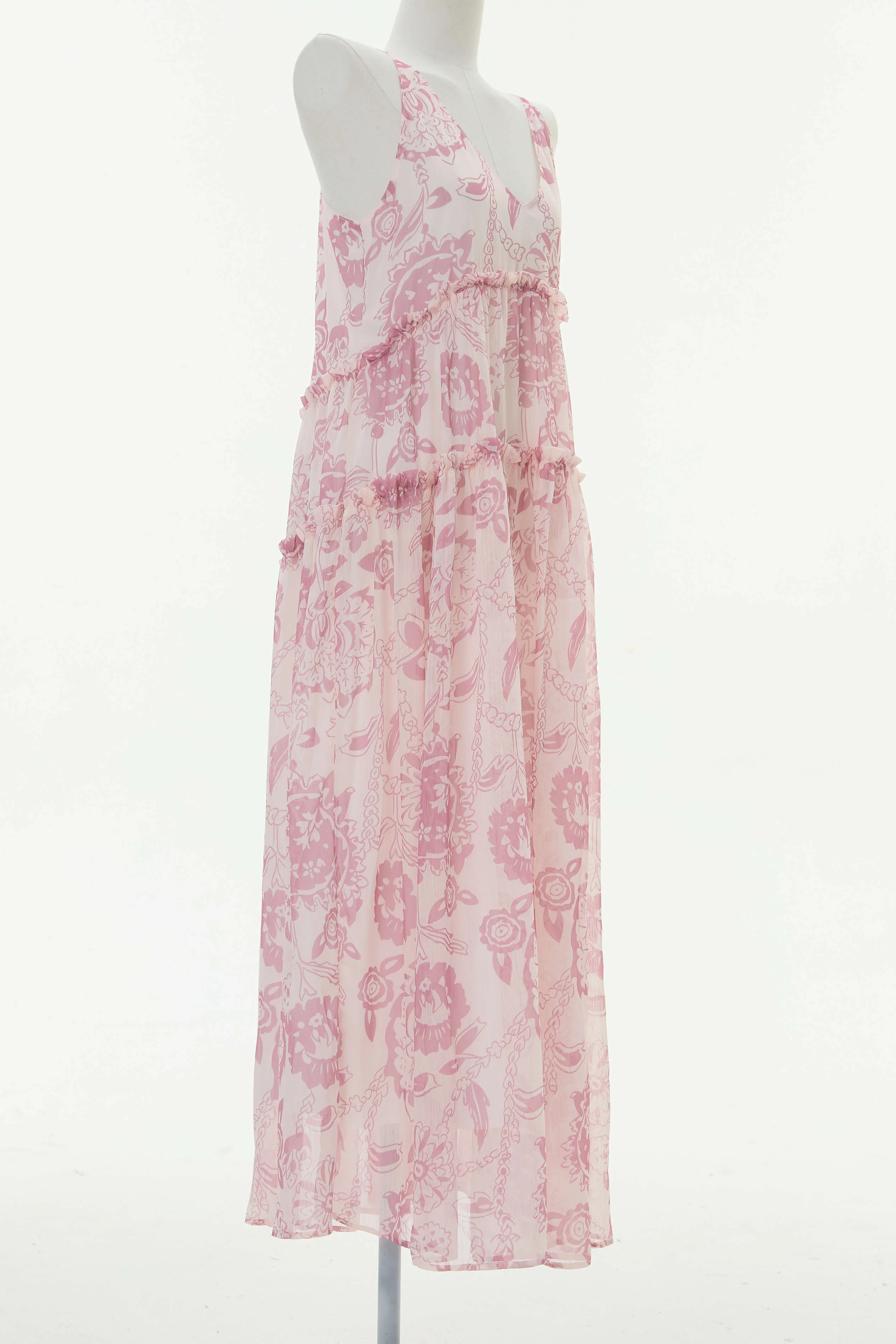 Soleil Printed Chiffon Maxi Dress - lilac - Image 5