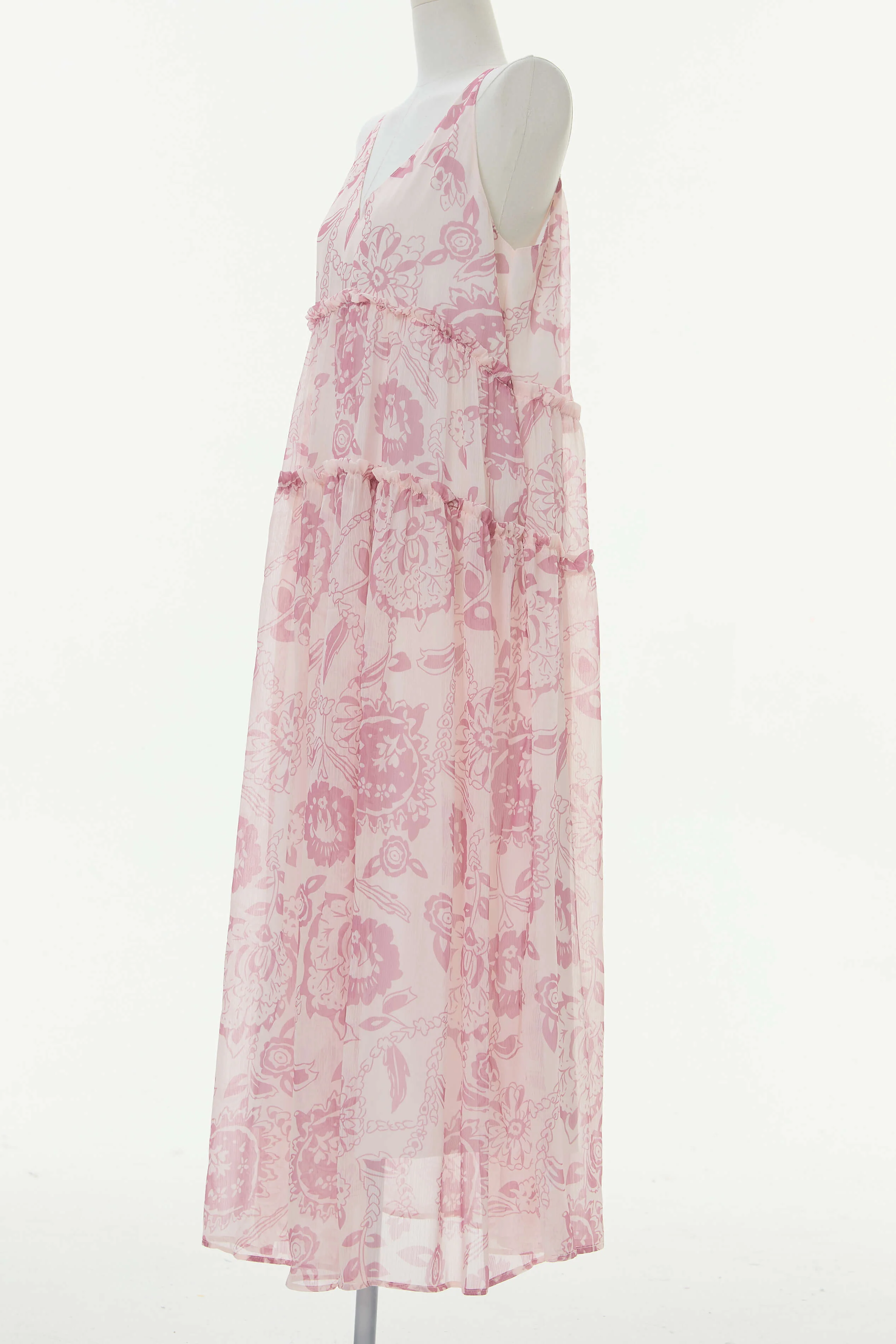 Soleil Printed Chiffon Maxi Dress - lilac - Image 6