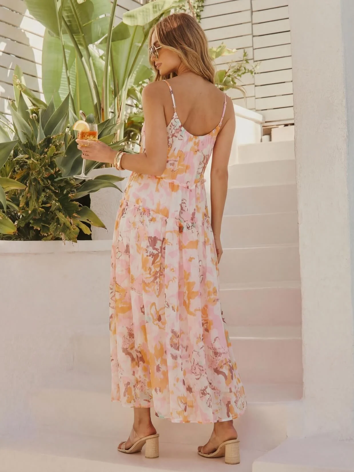Soleil Printed Chiffon Maxi Dress - pink - Image 2