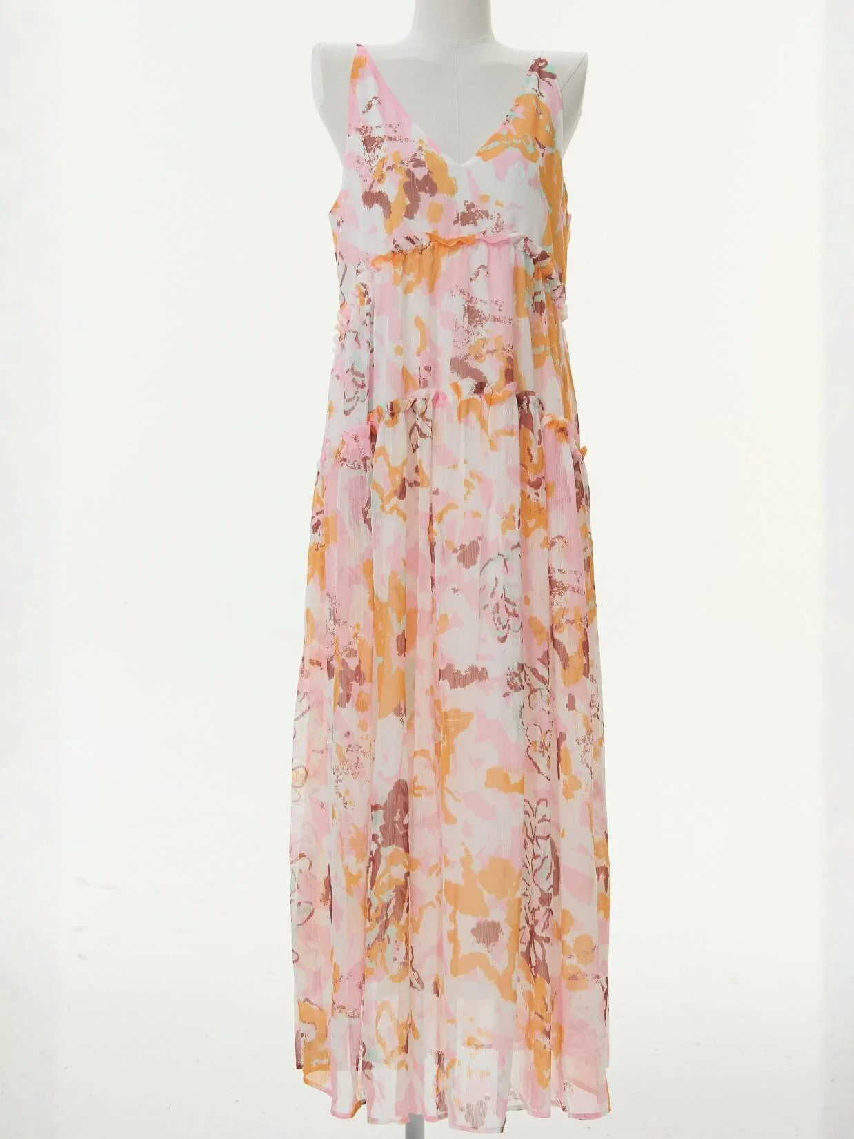Soleil Printed Chiffon Maxi Dress - pink - Image 3