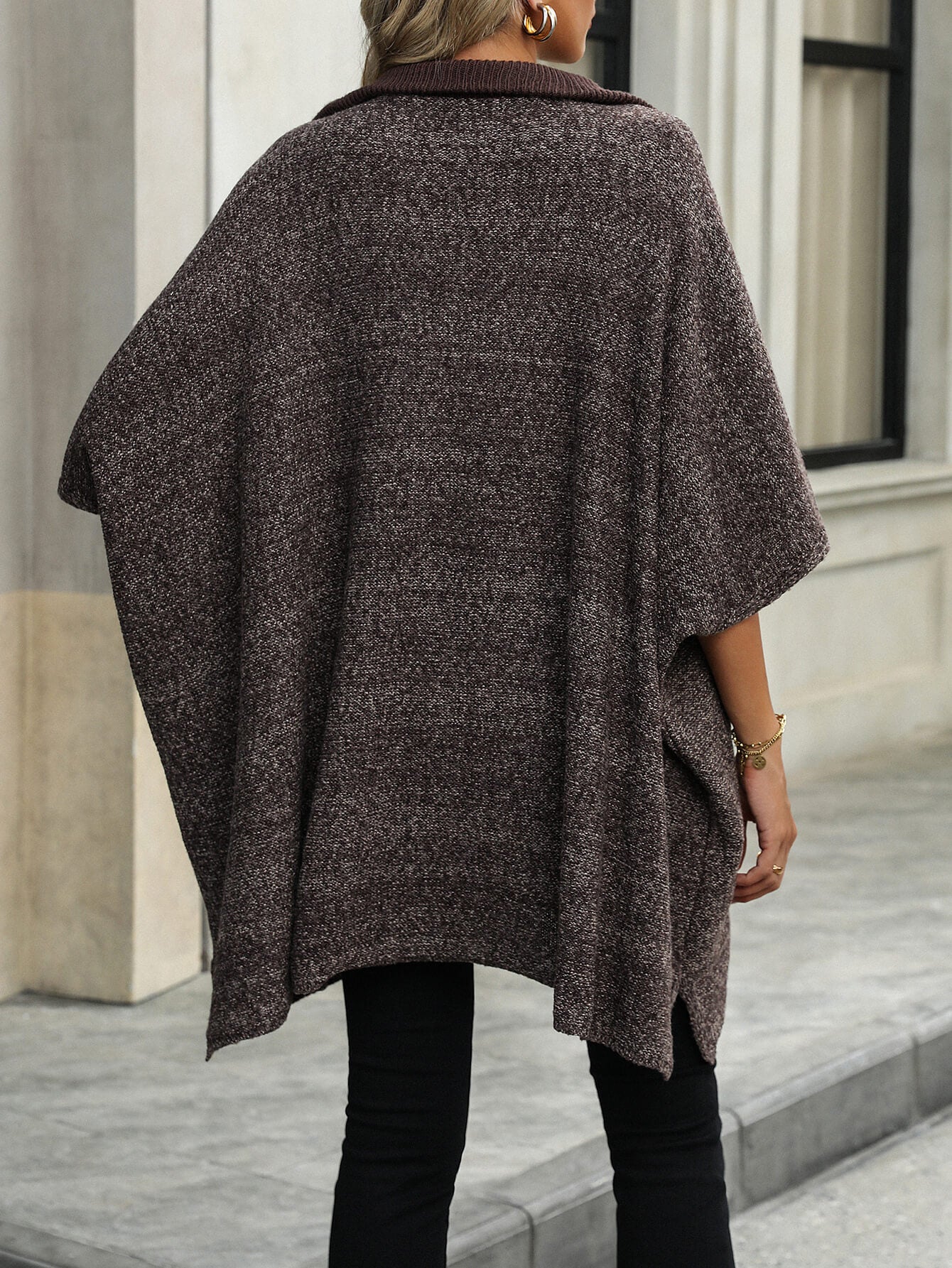 Solina Zip Front Oversized Sweater - Brown - Image 6