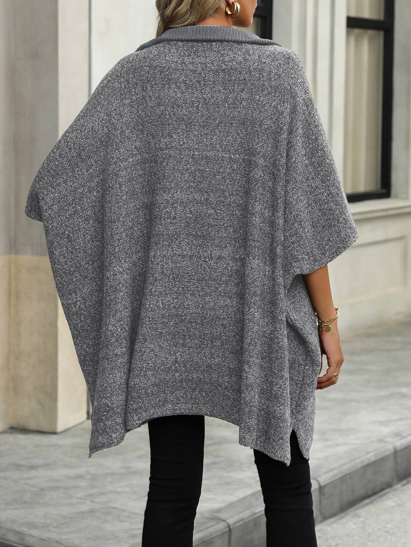 Solina Zip Front Oversized Sweater - Grey - Image 6