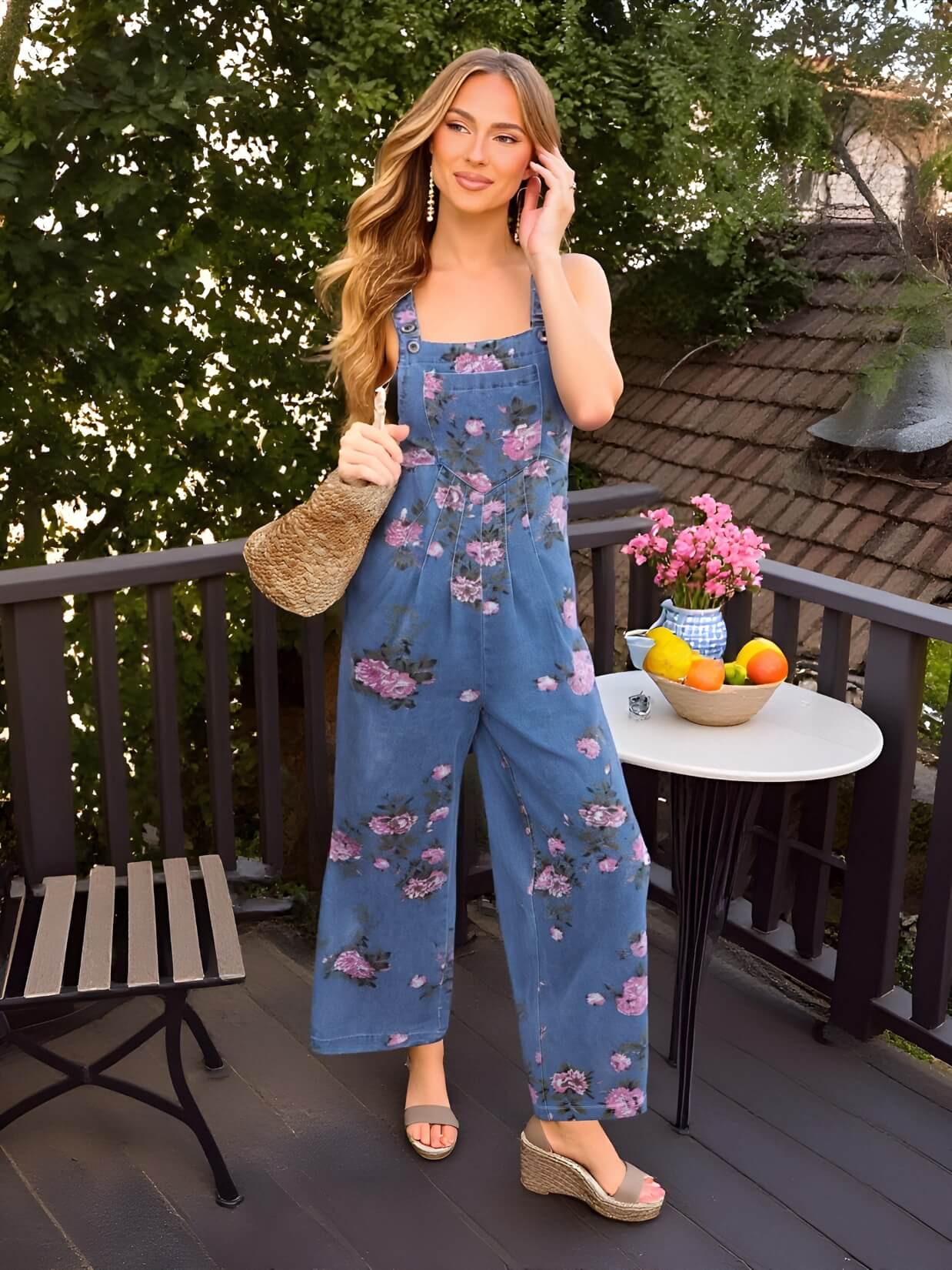 Sophia Rose Denim Wide Leg Overalls - Image 2