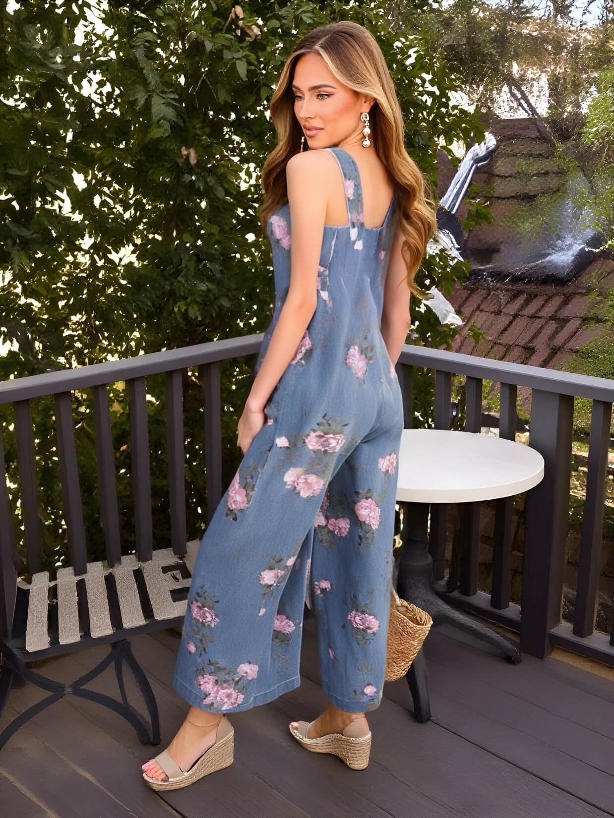 Sophia Rose Denim Wide Leg Overalls - Image 4