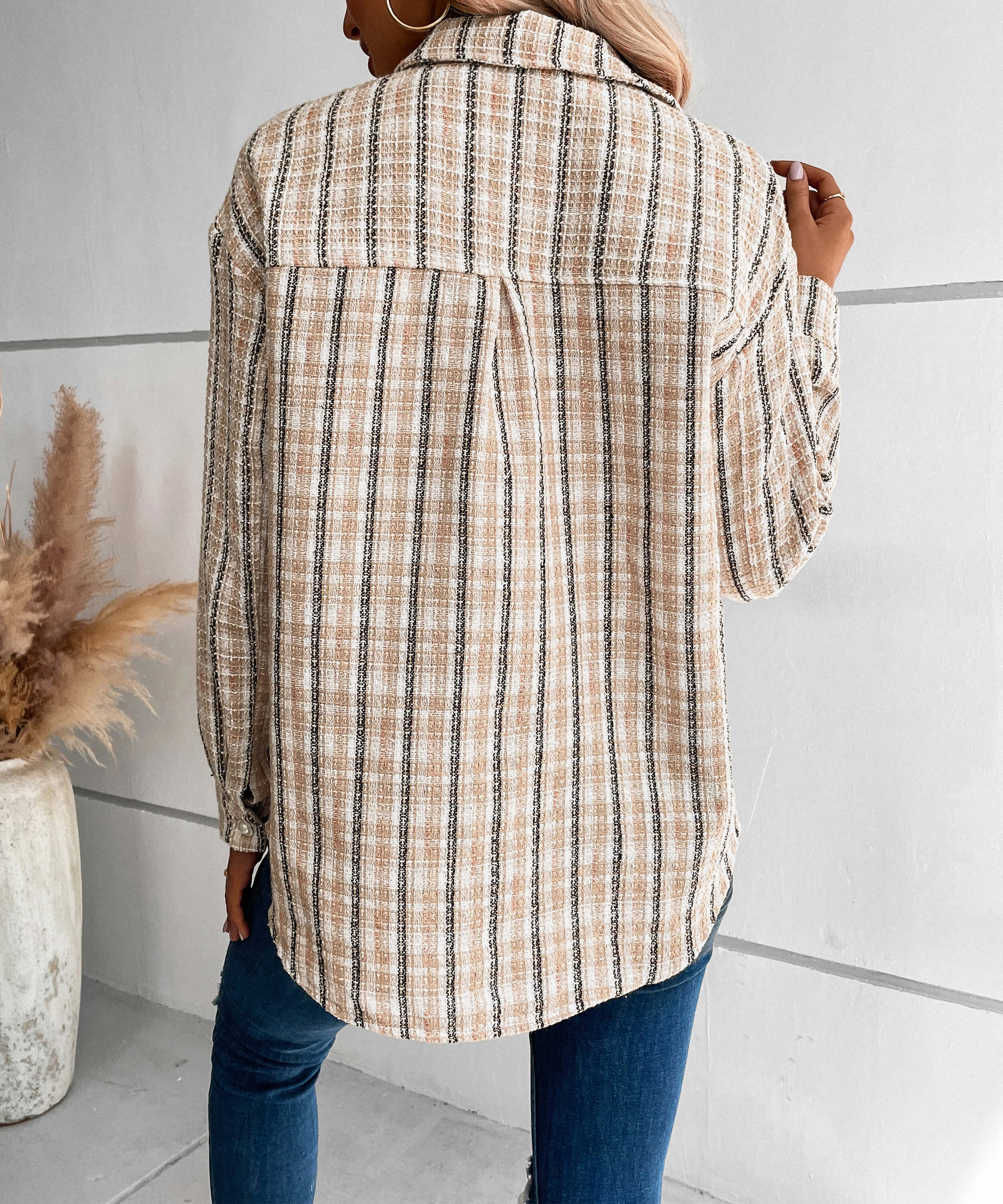 Spice Harvest Plaid Shacket - Beige - Image 3
