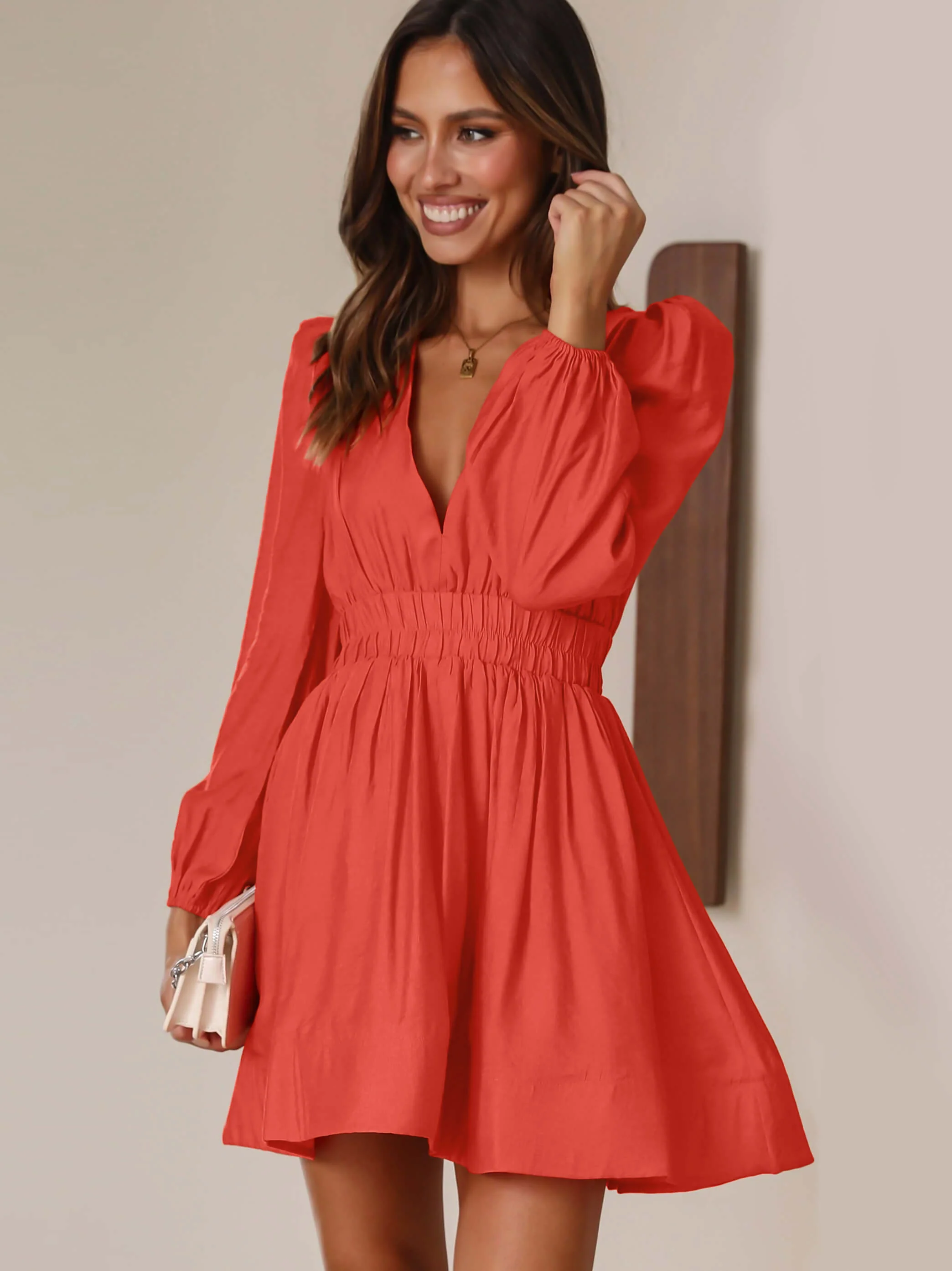 Spin In Party Mini Dress - Coral - Image 5