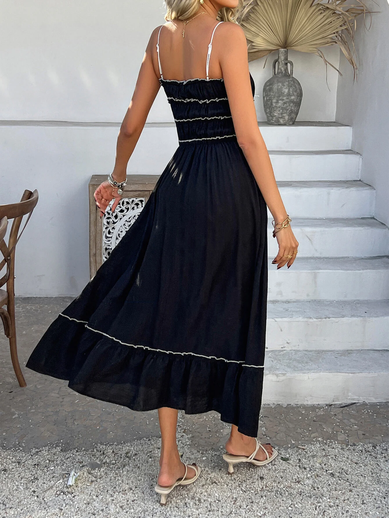 Spring Breath Smocked Maxi Dress - black - Image 6