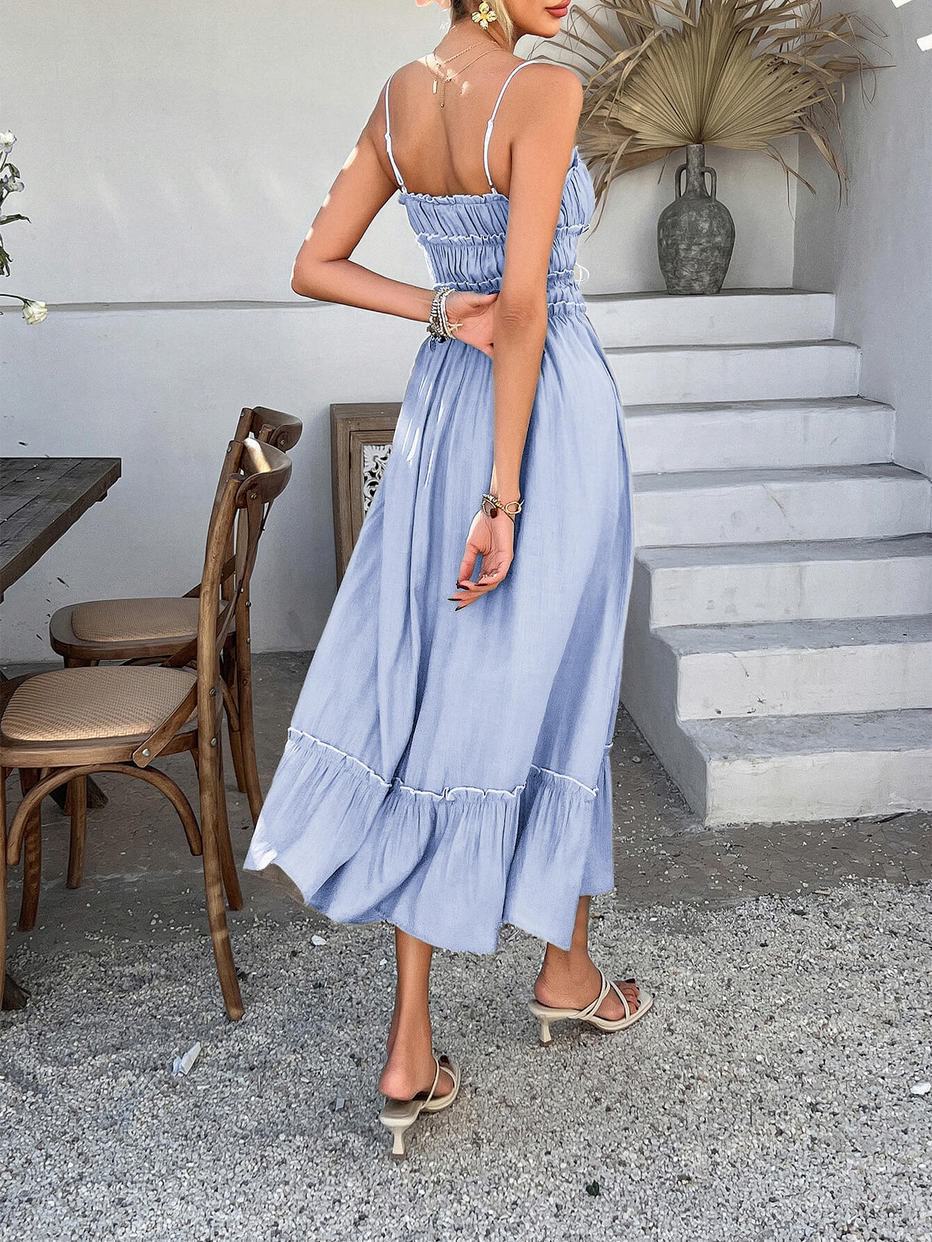 Spring Breath Smocked Maxi Dress - blue - Image 3