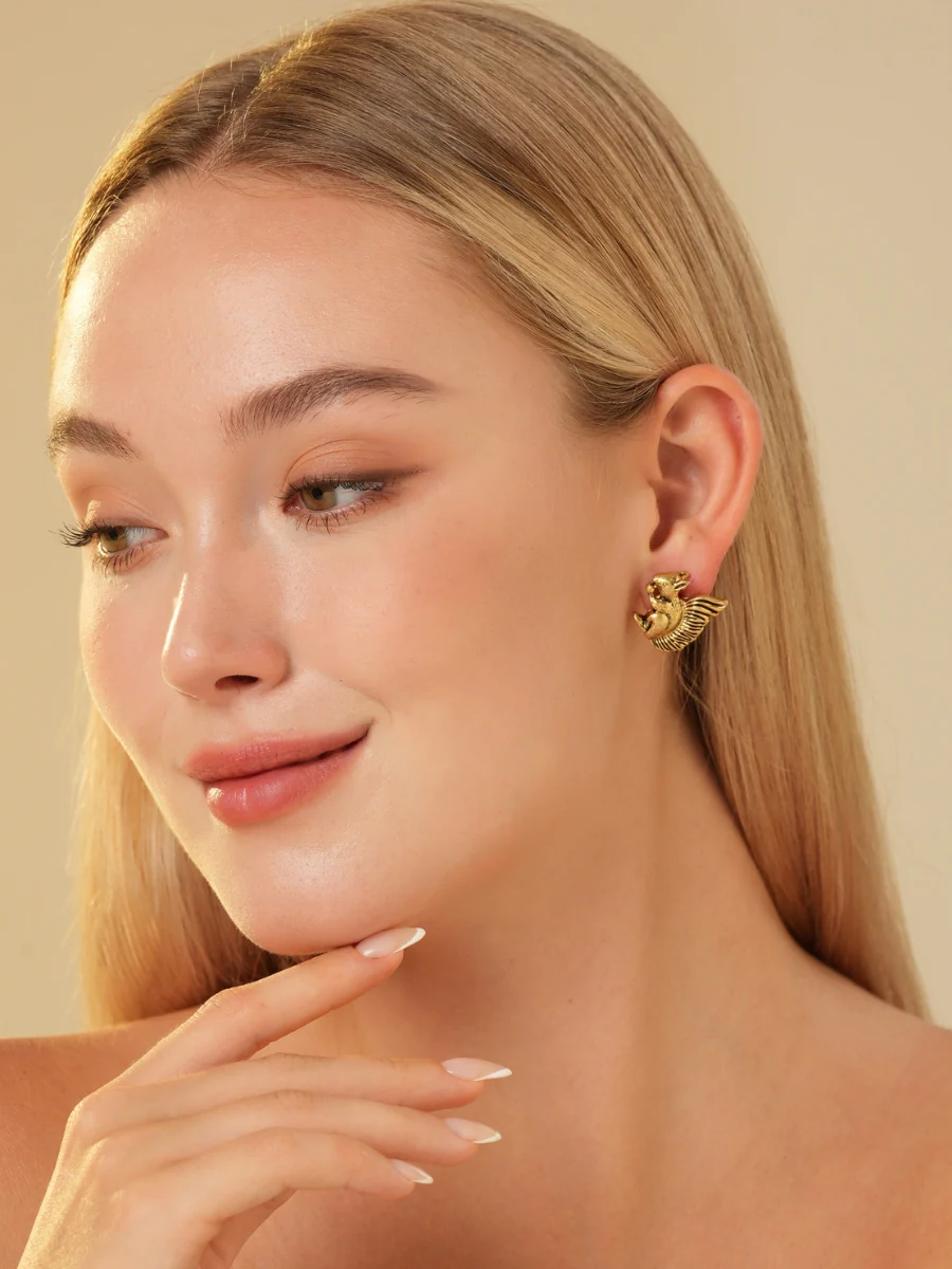 Squirrel Gold Plated Stud Earrings - Image 4