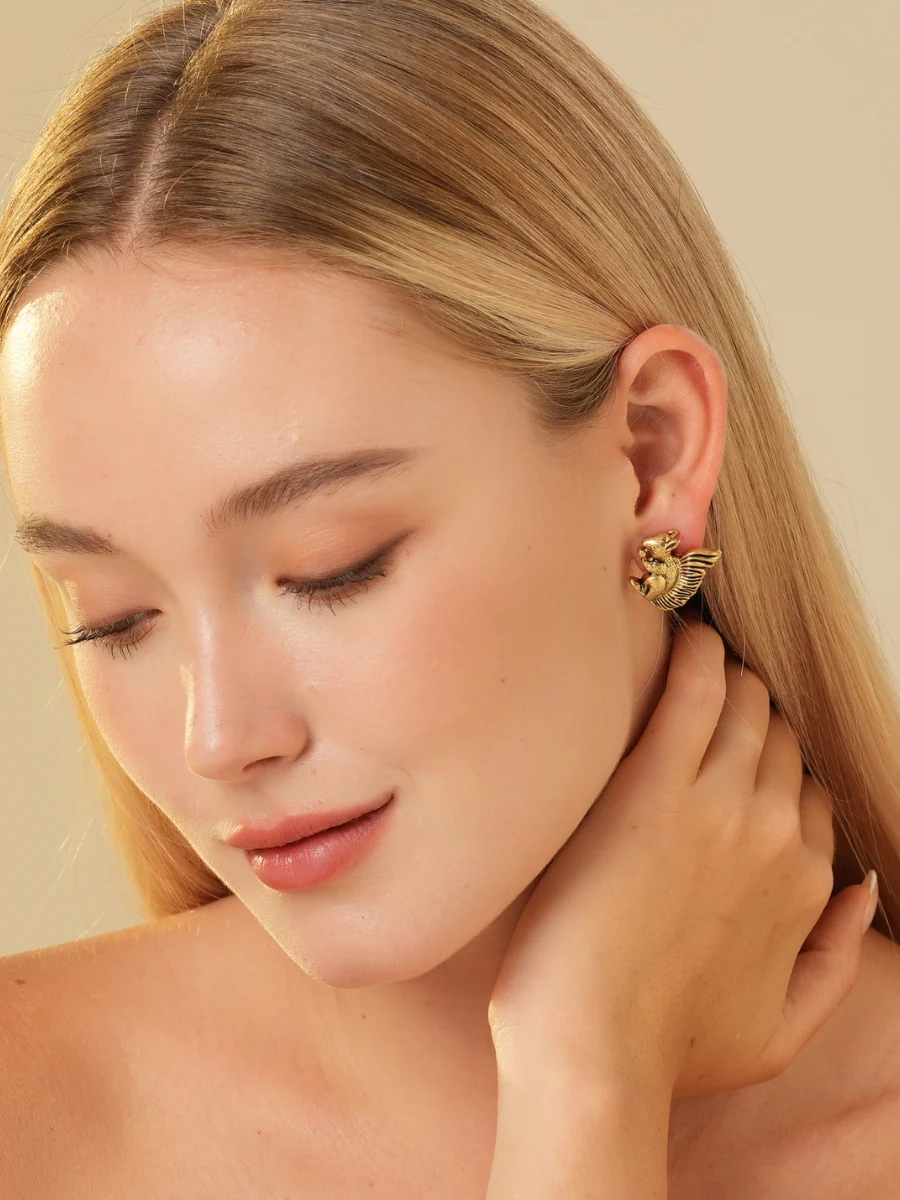 Squirrel Gold Plated Stud Earrings - Image 7