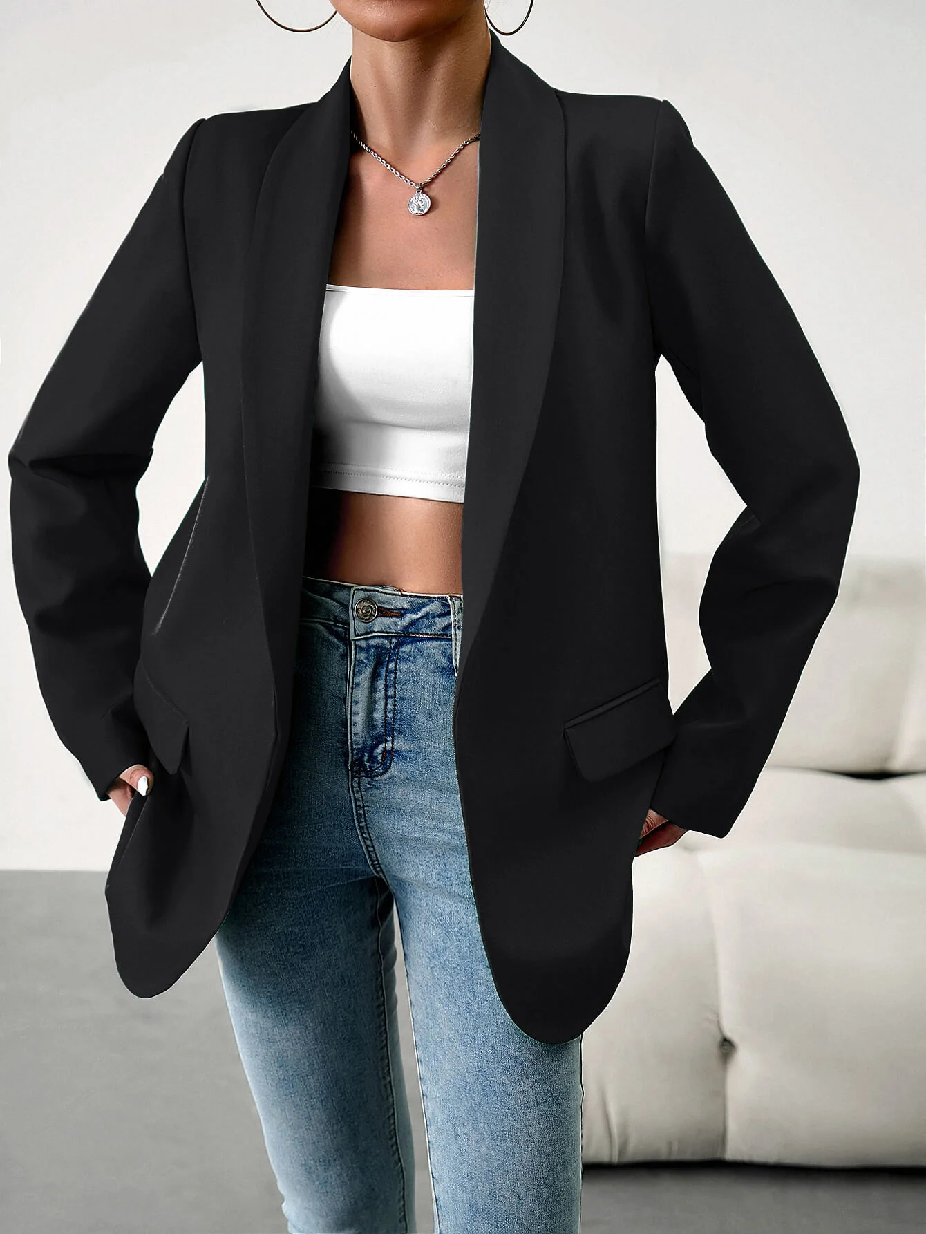 Standards Pocketed Blazer - Black - Image 2