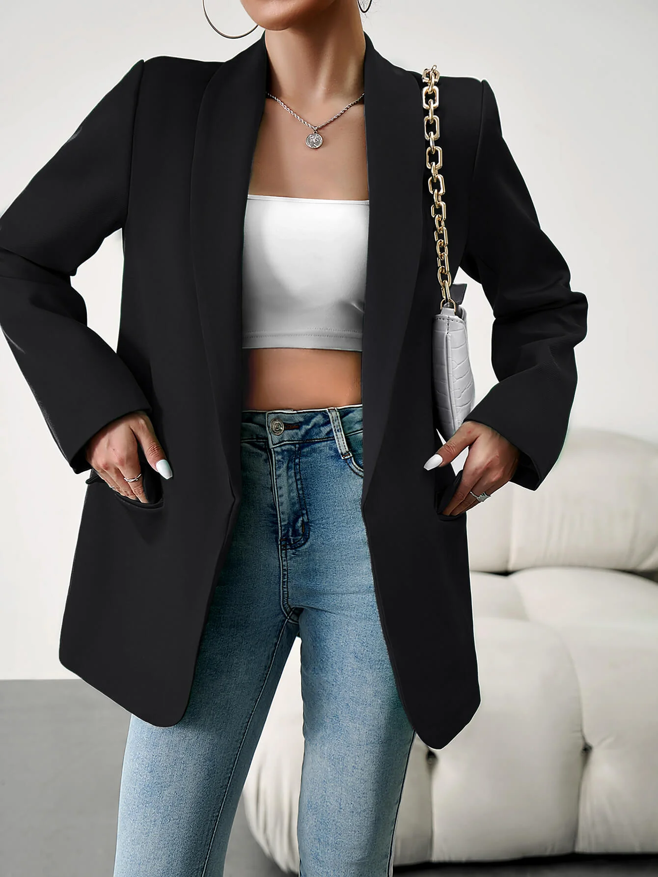 Standards Pocketed Blazer - Black - Image 5