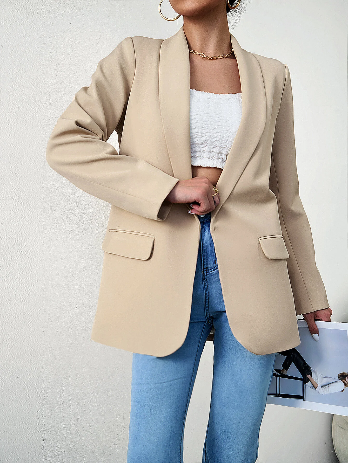 Standards Pocketed Blazer - Neutral - Image 4