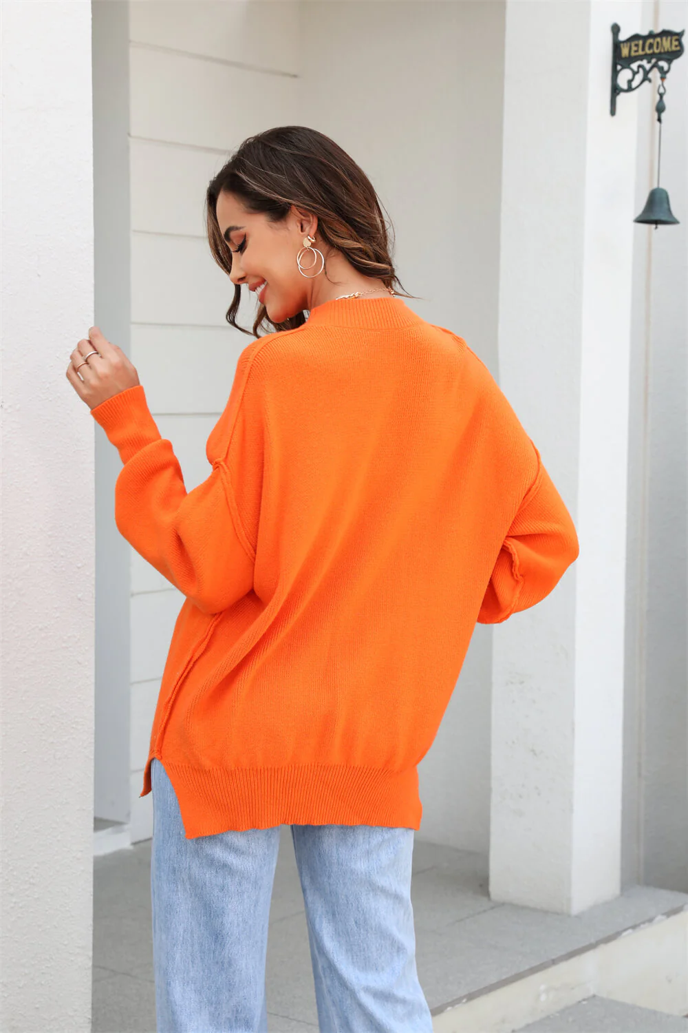 Stanton Crewneck Knit Sweater - Orange - Image 4