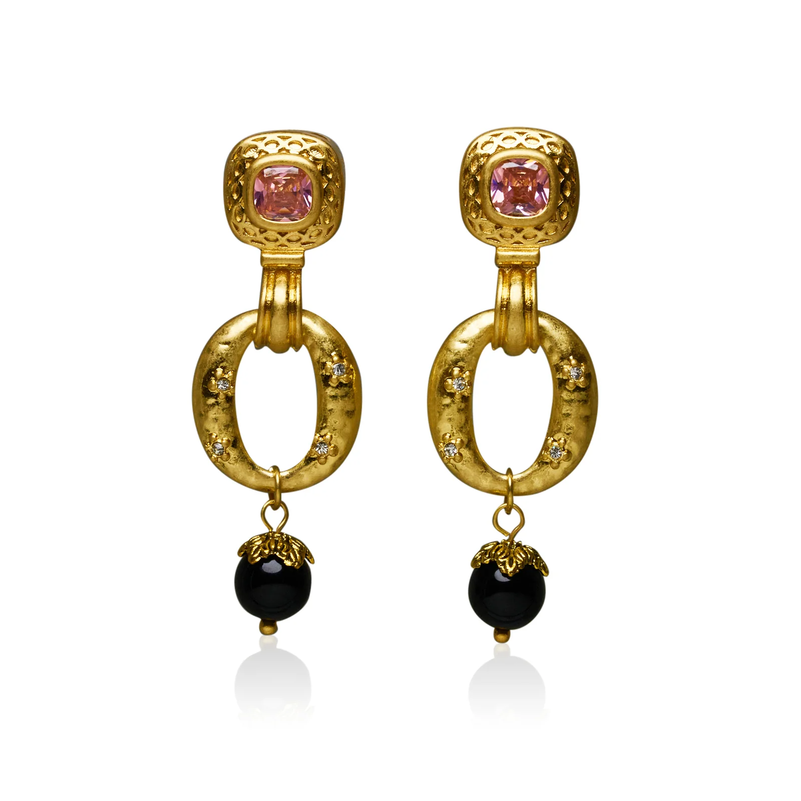 Stevie Gold Plated Obsidian Drop Earrings - Image 7