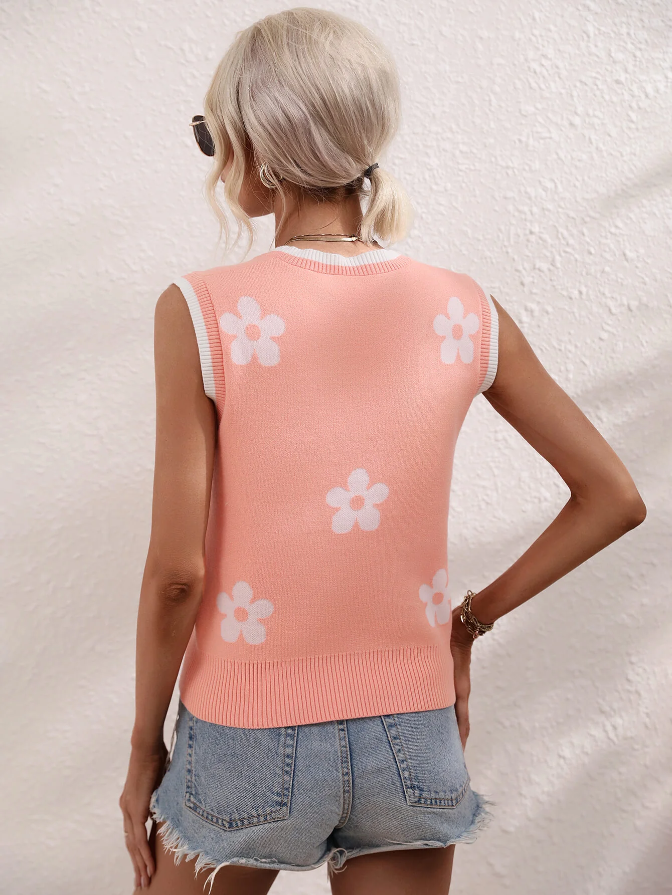 SUMMER DAISY KNIT TANK - PINK - Image 3