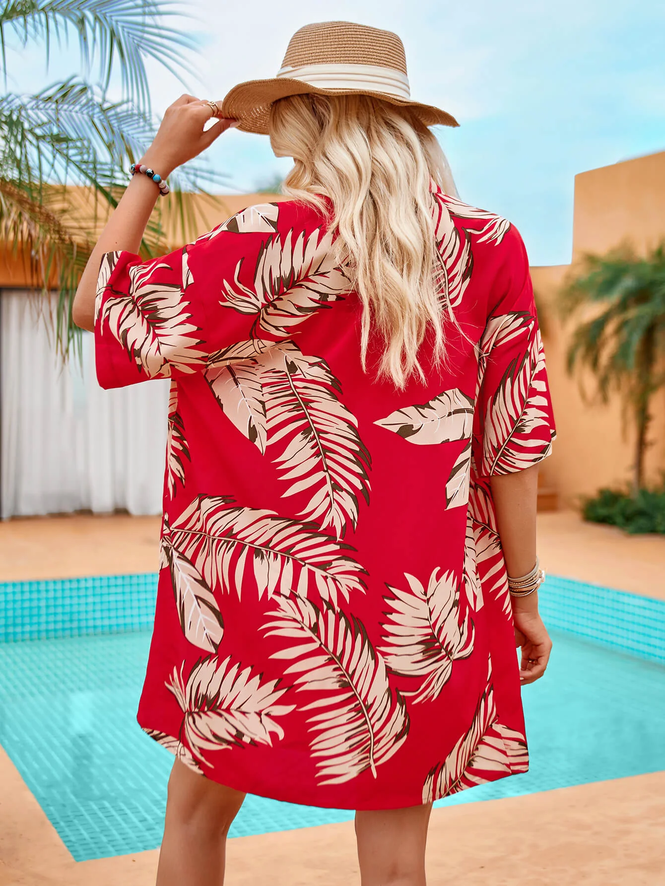 Summer Obsession Tropical Print Matching Set - Red - Image 4
