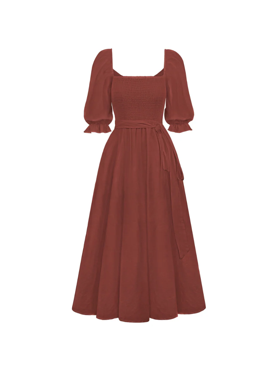 SUNSET SANDS TWO WAY WEARABLE MIDI DRESS - BRICK - Image 6