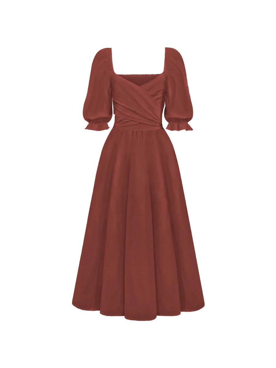 SUNSET SANDS TWO WAY WEARABLE MIDI DRESS - BRICK - Image 7