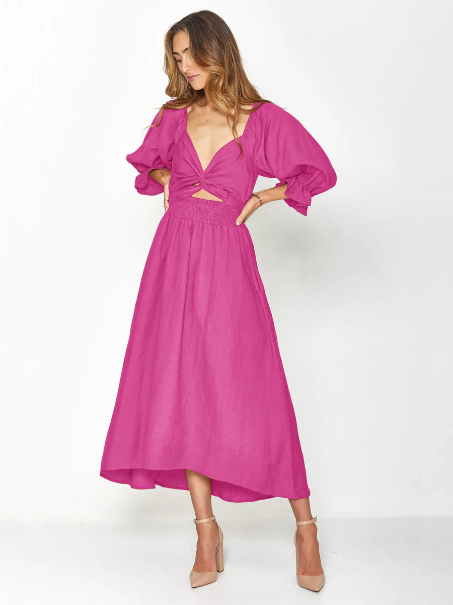 SUNSET SANDS TWO WAY WEARABLE MIDI DRESS - FUCHSIA - Image 2