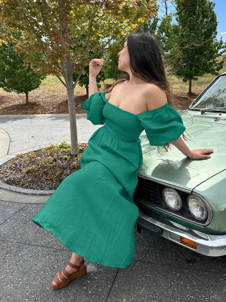 SUNSET SANDS TWO WAY WEARABLE MIDI DRESS - TEAL - Image 2