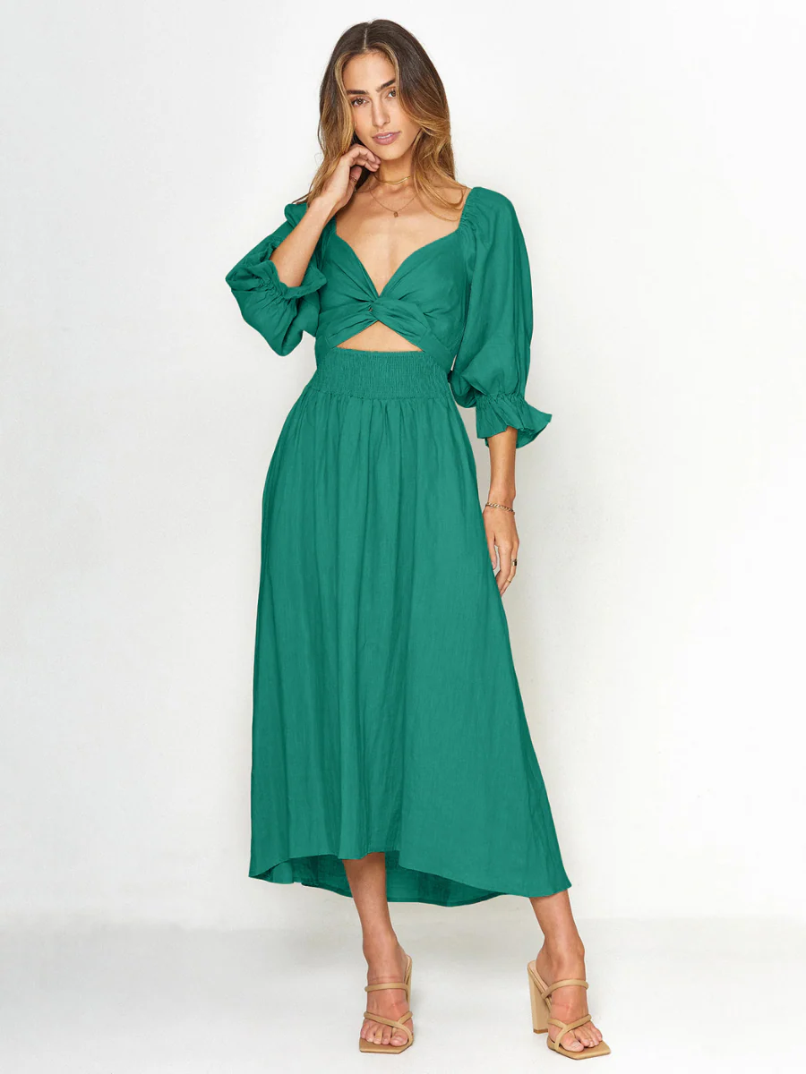 SUNSET SANDS TWO WAY WEARABLE MIDI DRESS - TEAL - Image 3