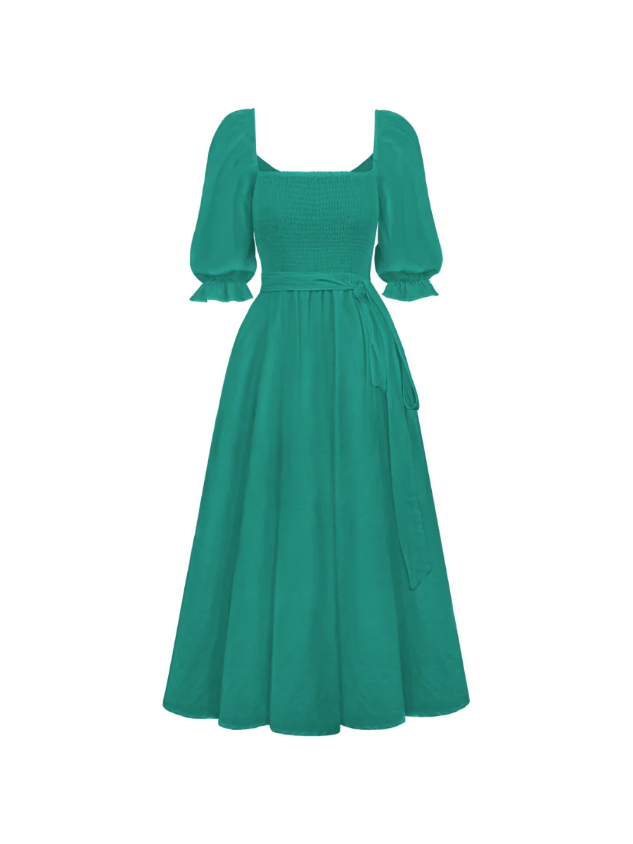 SUNSET SANDS TWO WAY WEARABLE MIDI DRESS - TEAL - Image 6
